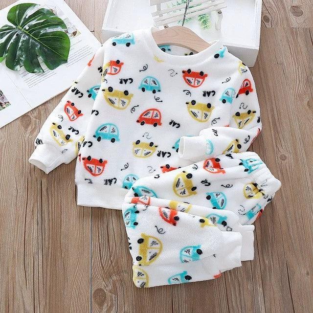 Winter Baby Boy Flannel Pajama Set – Cartoon Long Sleeve Sleepwear - ClubOn