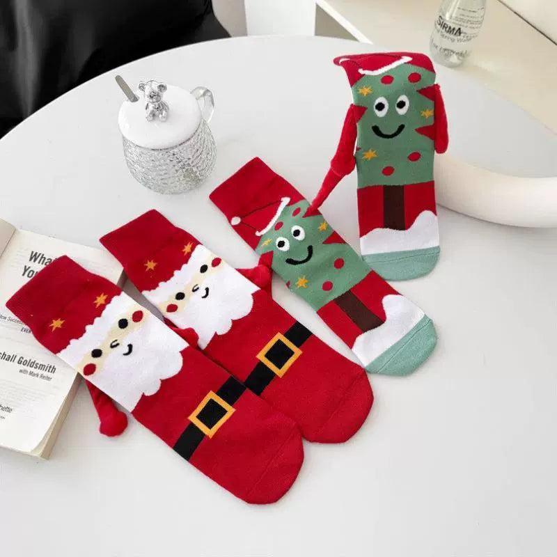 Christmas Holding Hands Socks – Women’s Festive Couple Style - ClubOn