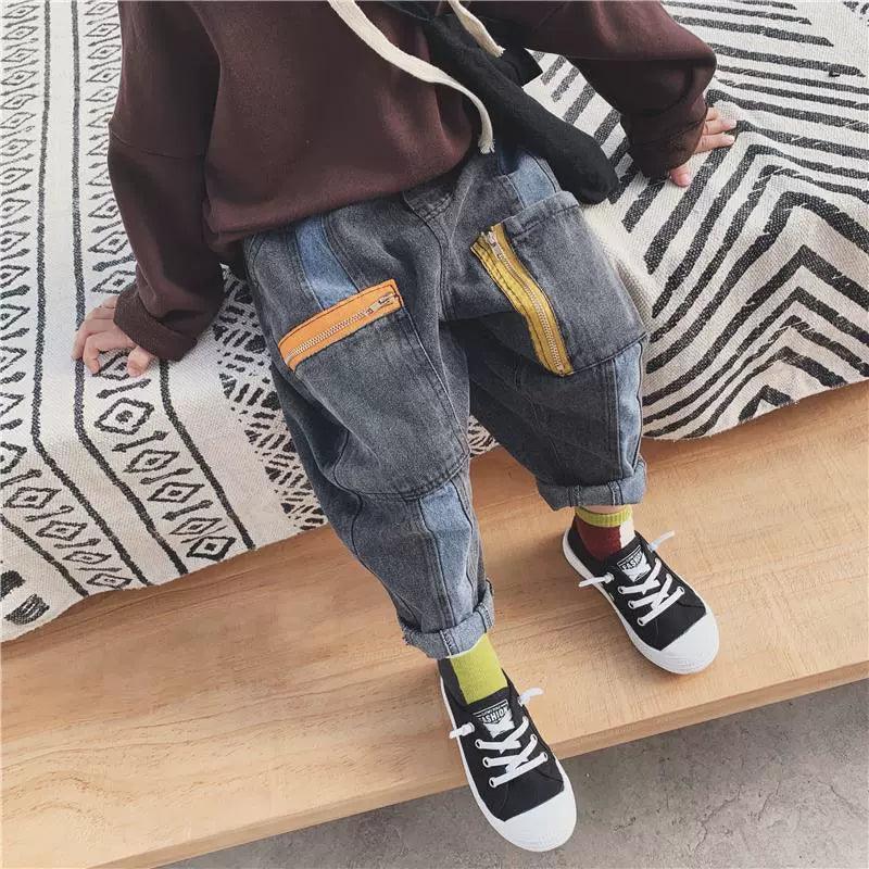 Kid Pants for Baby Boys – Autumn Jeans with Letter Design - ClubOn