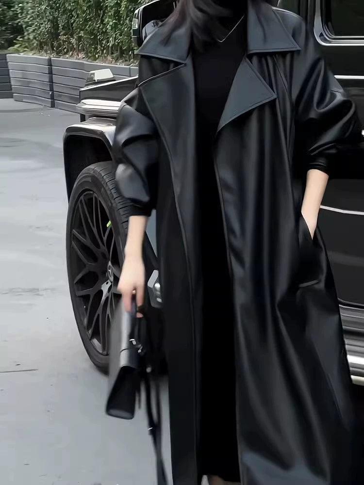 2024 Women’s Luxury Loose Windbreaker Leather Jacket - ClubOn