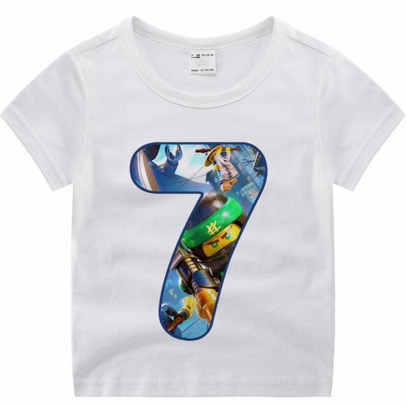 Ninjago Birthday Number T-Shirt – Cartoon Ninja Birthday T-Shirt for One-Year-Old Children - ClubOn
