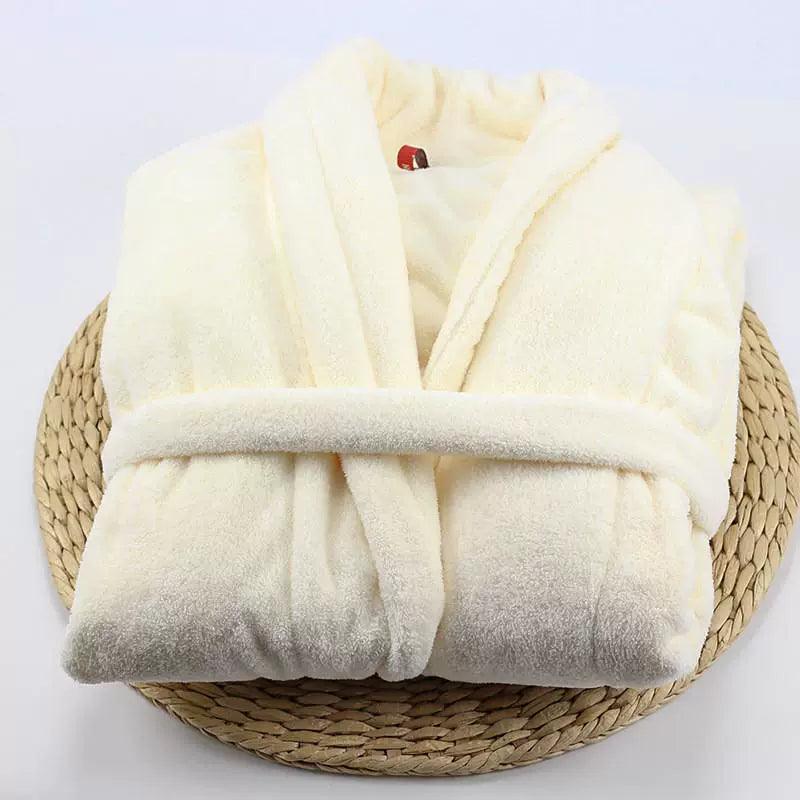 Winter Men’s Bathrobe – 100% Cotton Towel Fleece Long Robe - ClubOn