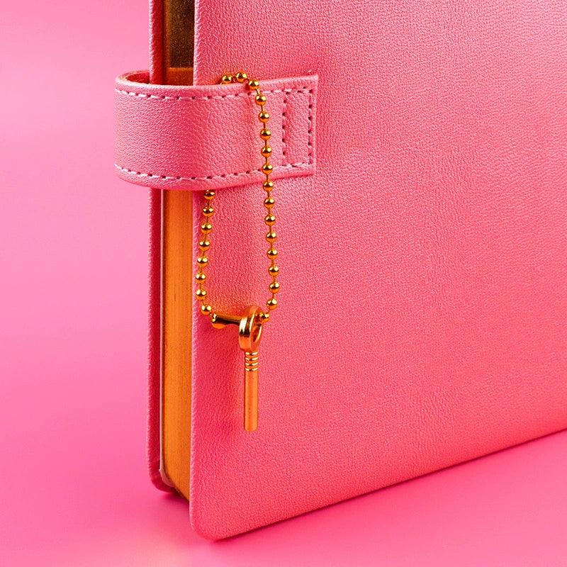 B6 Cute Heart Lock Notebook – Gold Stamping Pink Notepad - ClubOn
