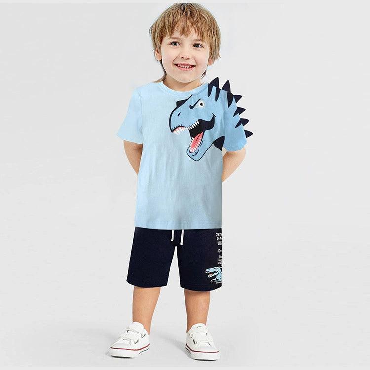 Boys Summer Dinosaur Short-Sleeved T-Shirt Set - Children's Outfit - ClubOn