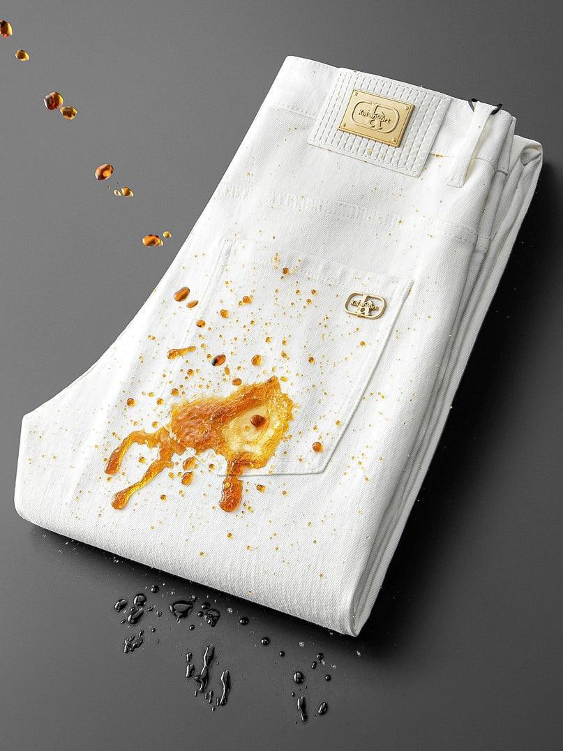 Men’s Three-Proof White Jeans – Slim Fit Nine-Point Small Feet Pants - ClubOn