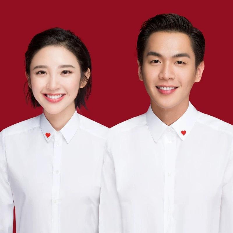 White Shirt for Marriage Registration Photo – Unisex Long-Sleeved Couple Dress for Studio Photos - ClubOn