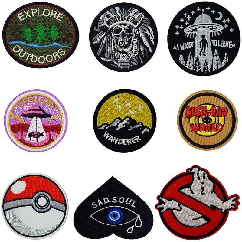 UFO Pyramid Black Embroidered Iron-On Patch – Cool Needlework Design - ClubOn