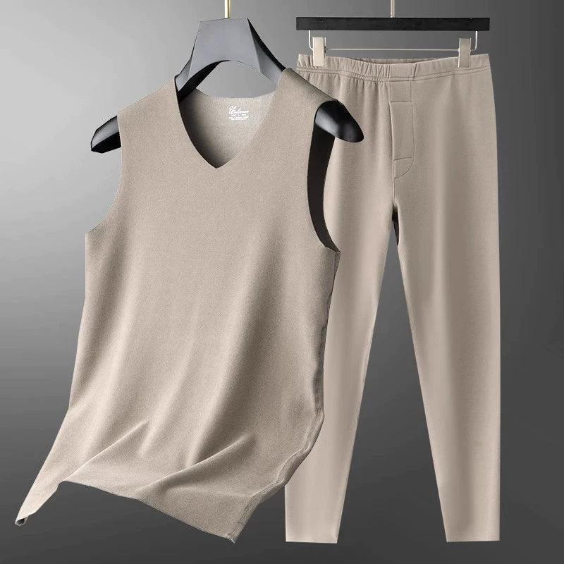 Men's 5A Cashmere Silk Thermal Vest Set - Thickened, Seamless, Plus Velvet - ClubOn