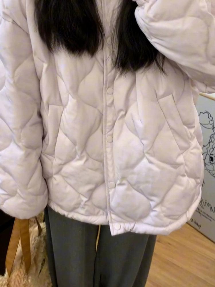 2024 Women's Loose Casual Pink Cotton Jacket - ClubOn