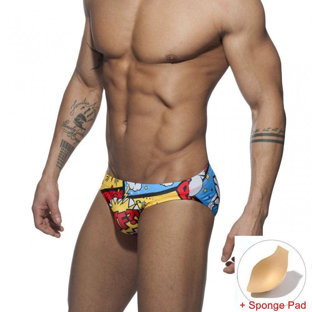 Fun Cartoon Men's Swimwear | BOOOOM BA with/Without Sponge Pad - ClubOn