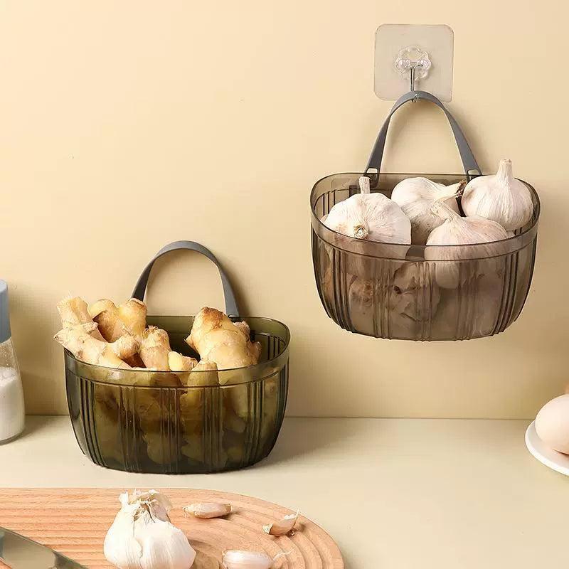 Onion, Ginger & Garlic Storage Basket – Suction Rack Organizer - ClubOn