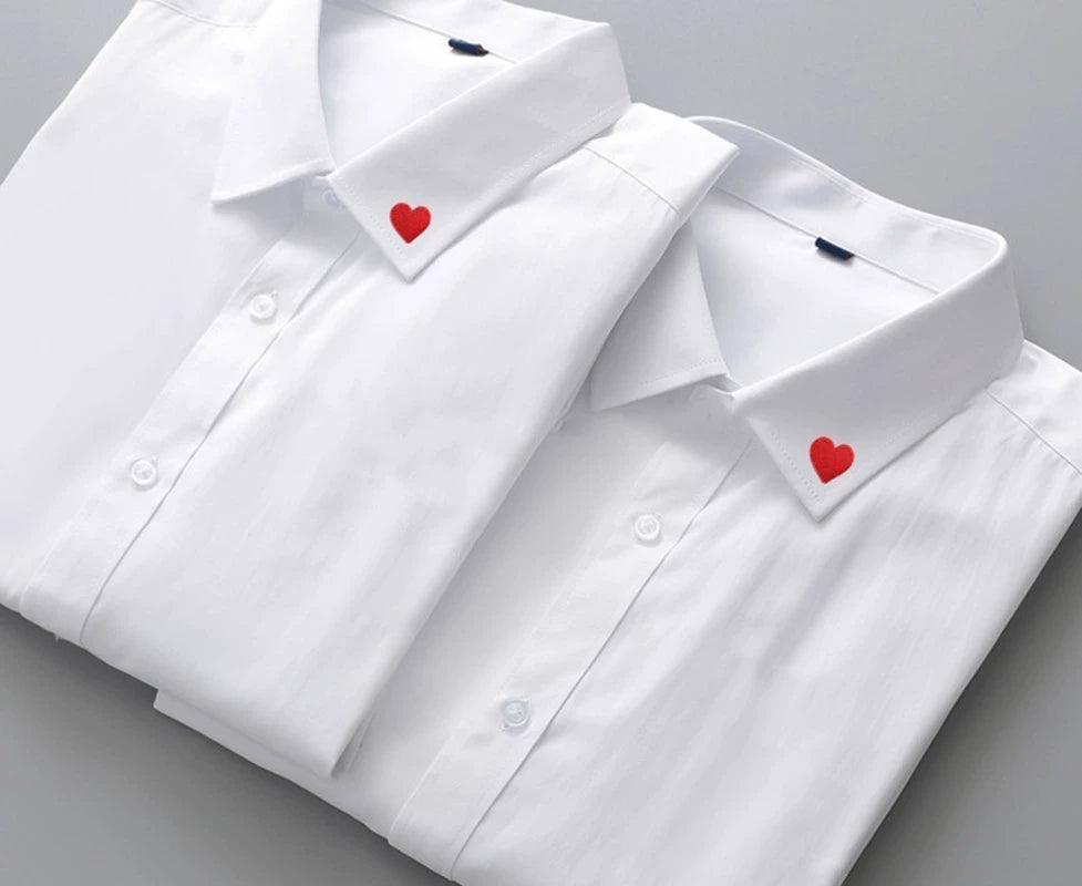 White Shirt for Marriage Registration Photo – Unisex Long-Sleeved Couple Dress for Studio Photos - ClubOn