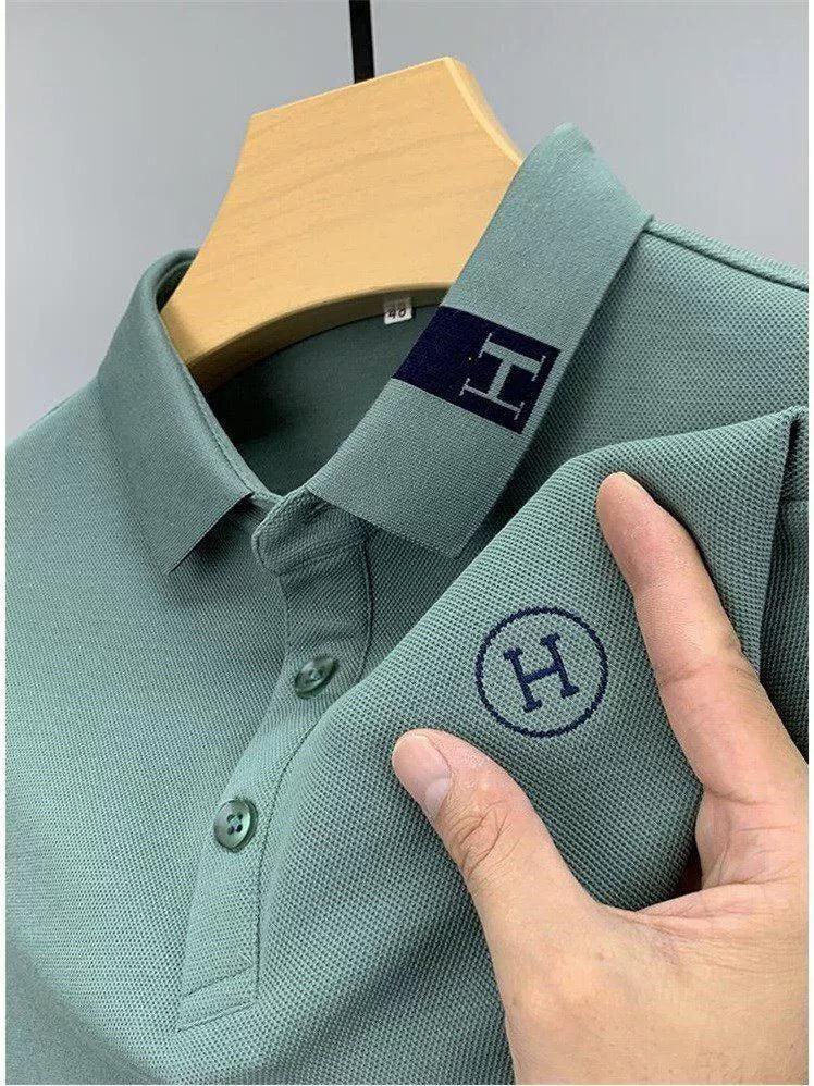 Men's Long-Sleeved T-shirt – Lapel Embroidery Paul, Pure Cotton POLO Shirt, Autumn Trendy Top - ClubOn