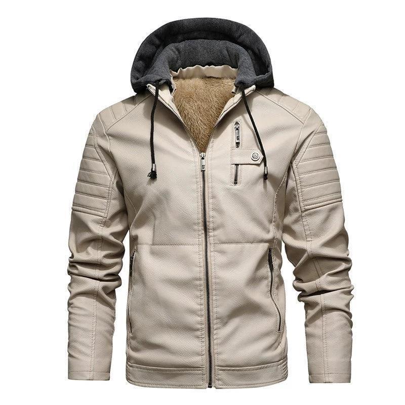 Men’s Slim Fit Leather Jacket – Winter Biker Coat - ClubOn