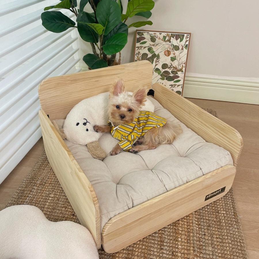 Pet Wooden Sofa Bed | Small Dog & Cat Cushion for All Seasons - ClubOn