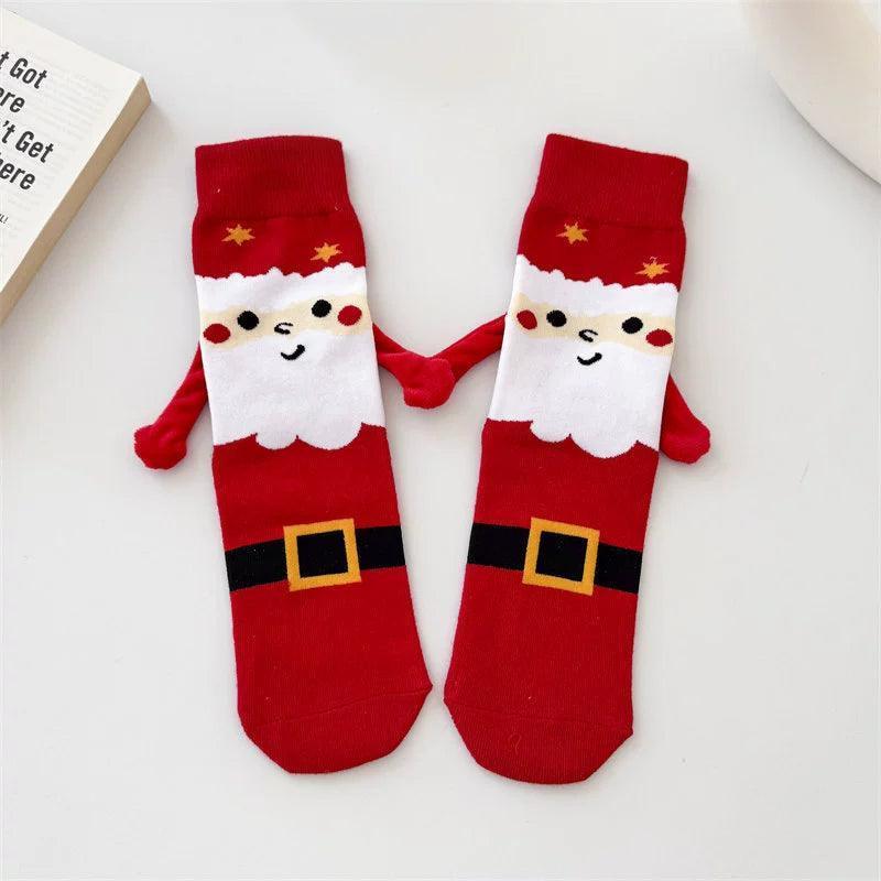 Christmas Holding Hands Socks – Women’s Festive Couple Style - ClubOn