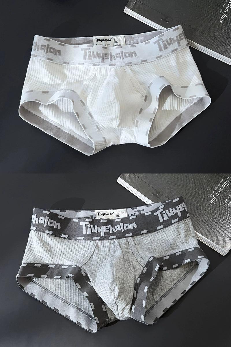 Men's Ribbed Cotton Boxer Briefs - U-Bulge Design, Breathable & Comfortable - ClubOn