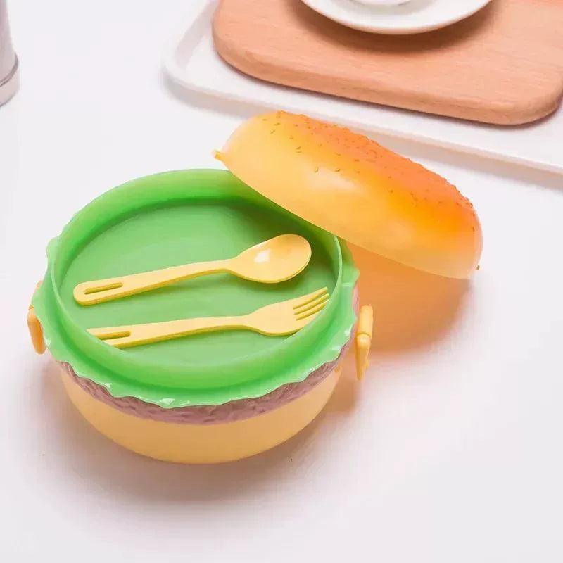 Hamburger Lunch Box Double Tier – Cute Burger Bento Box - ClubOn