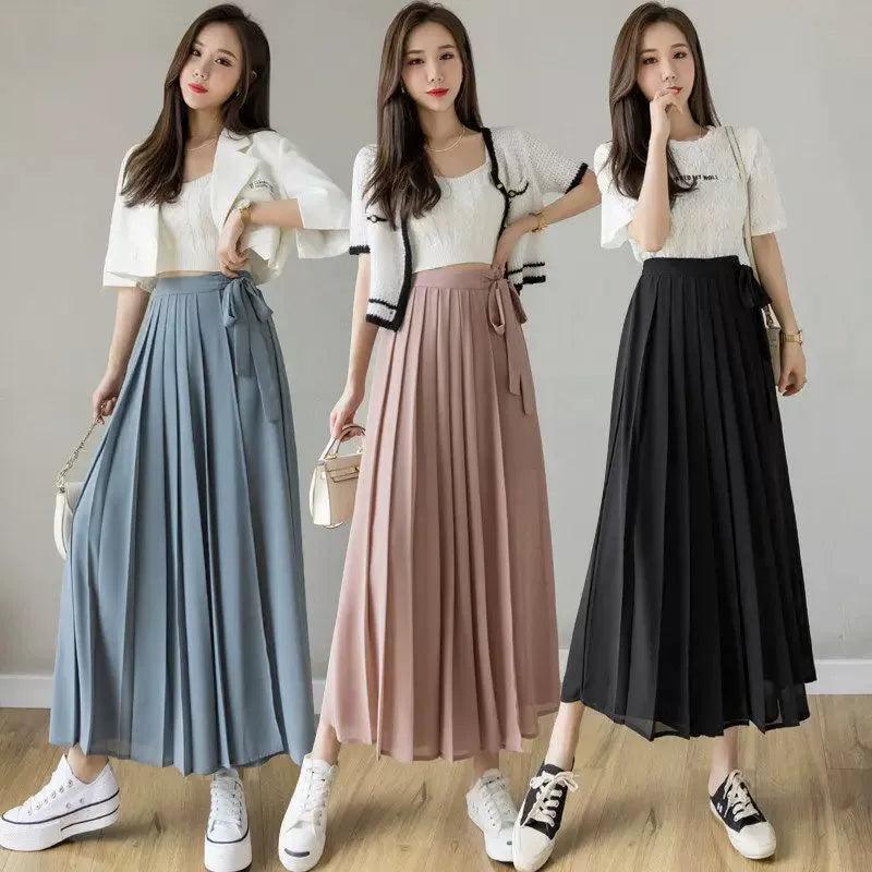 Summer New Style Korean Women’s Big Hem Skirt Trousers - Pleated Design - ClubOn