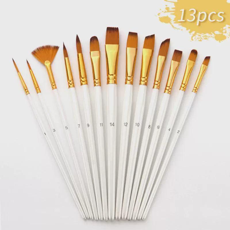 Art Supplies 13-Piece Two-Color Nylon Brush Set - ClubOn