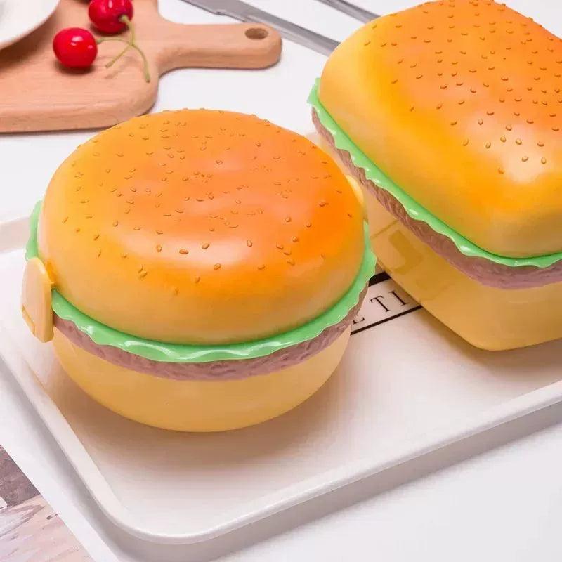 Hamburger Lunch Box Double Tier – Cute Burger Bento Box - ClubOn