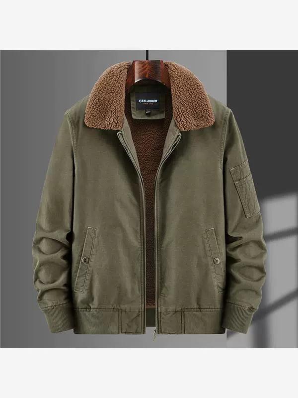 Men’s Winter Flight Jacket – Velvet and Cotton-Padded Coat - ClubOn