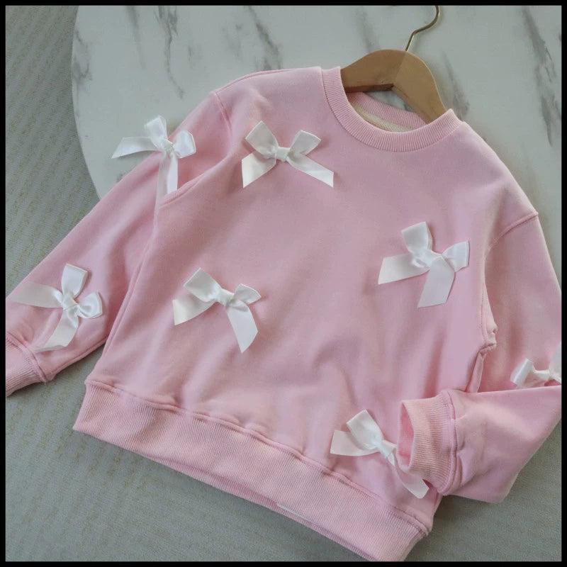 Autumn Bow Cotton Sweater for Little Girls – Stylish & Cozy - ClubOn