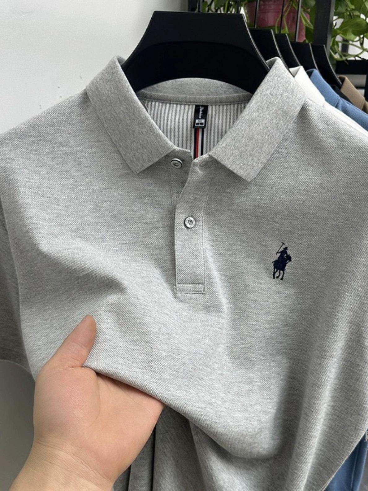 Cotton Paul Polo Shirt – Short Sleeve Men’s Solid Color with Embroidered Pony Logo - ClubOn