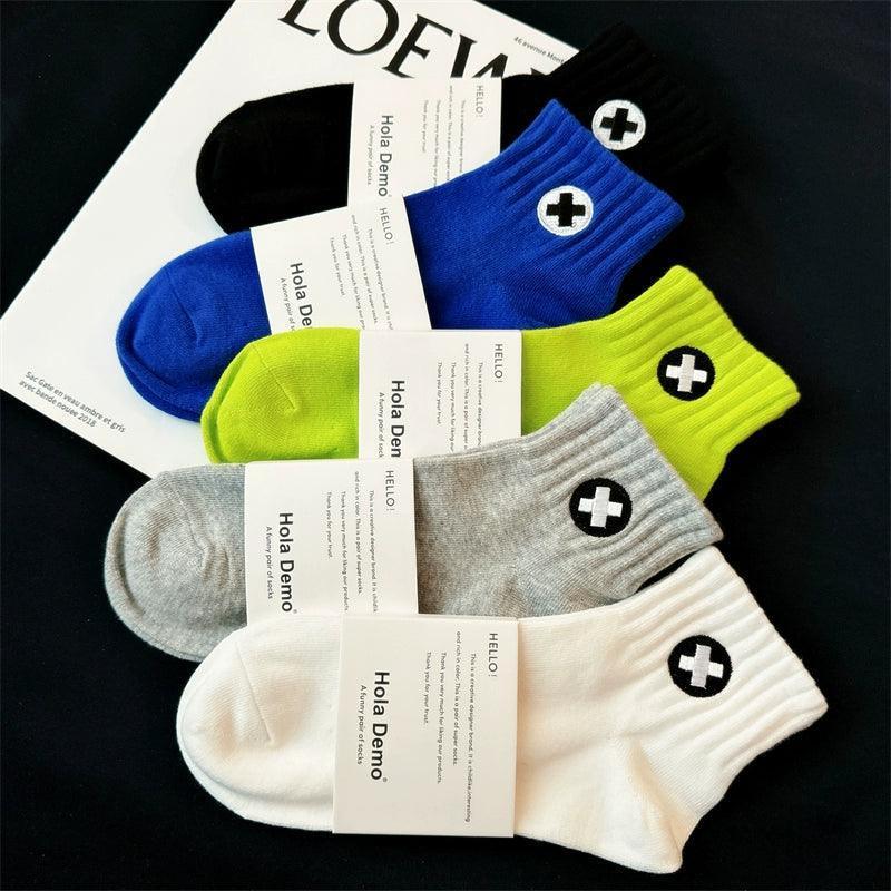 Men’s Pure Cotton Summer Short Socks – Sweat-Absorbent, Deodorant, White Mid-Tube Sports Socks - ClubOn