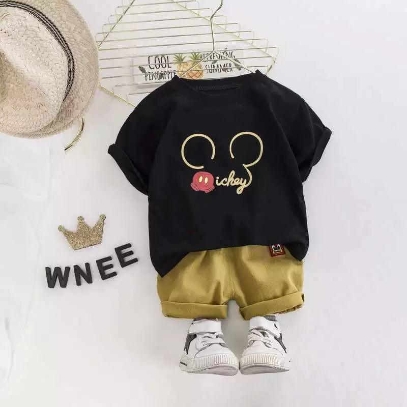 Summer Boys and Girls Cartoon Set - Round Neck Short Sleeve Top - ClubOn