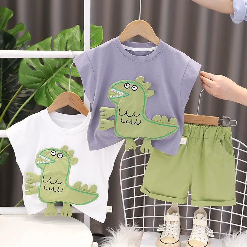 Cartoon Short-Sleeved Suits for Kids – Summer Fun - ClubOn
