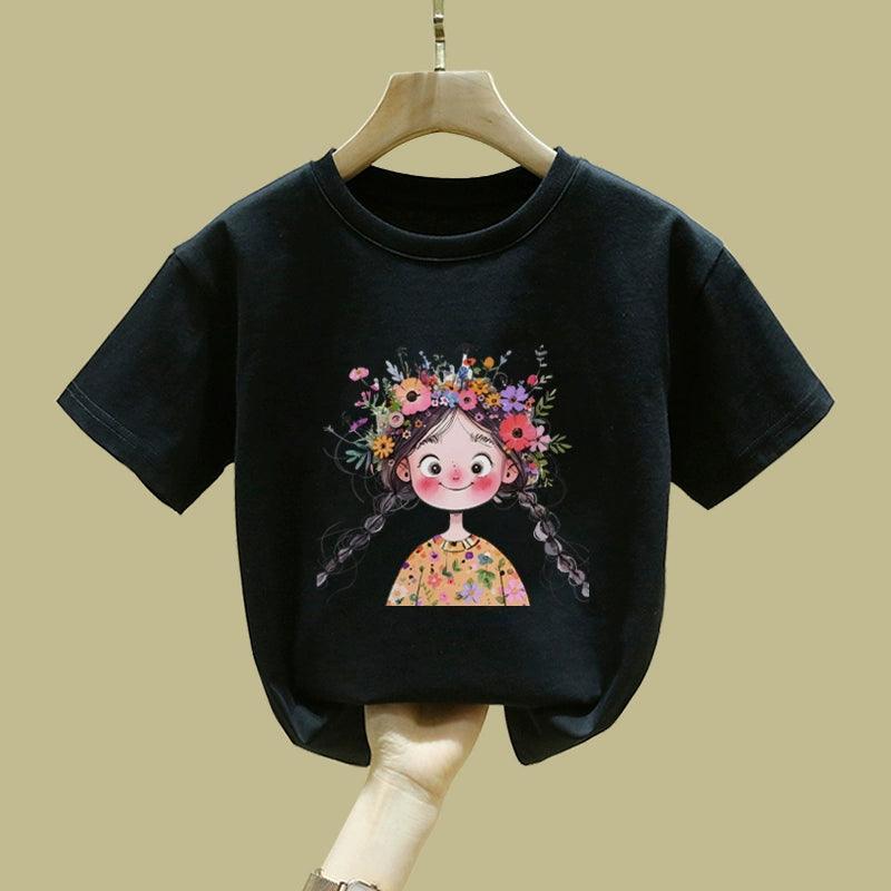 Short-Sleeved Girls' T-Shirt – Pure Cotton, New Large & Me - ClubOn