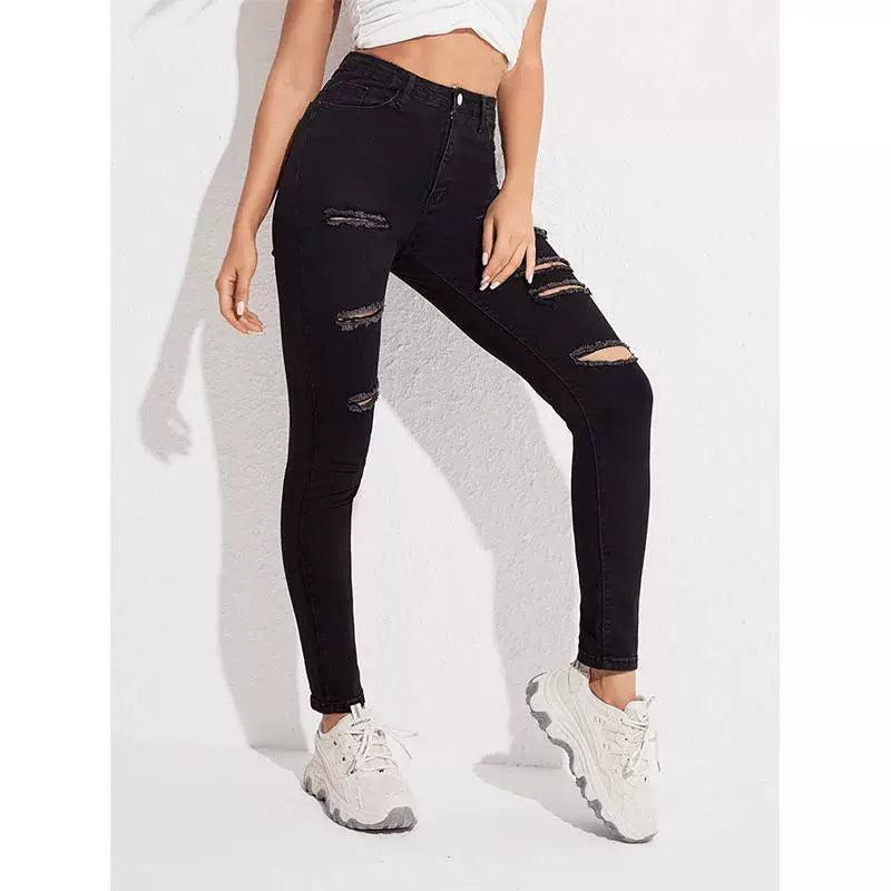 Women's Black Elastic Fit Jeans – Summer Collection - ClubOn