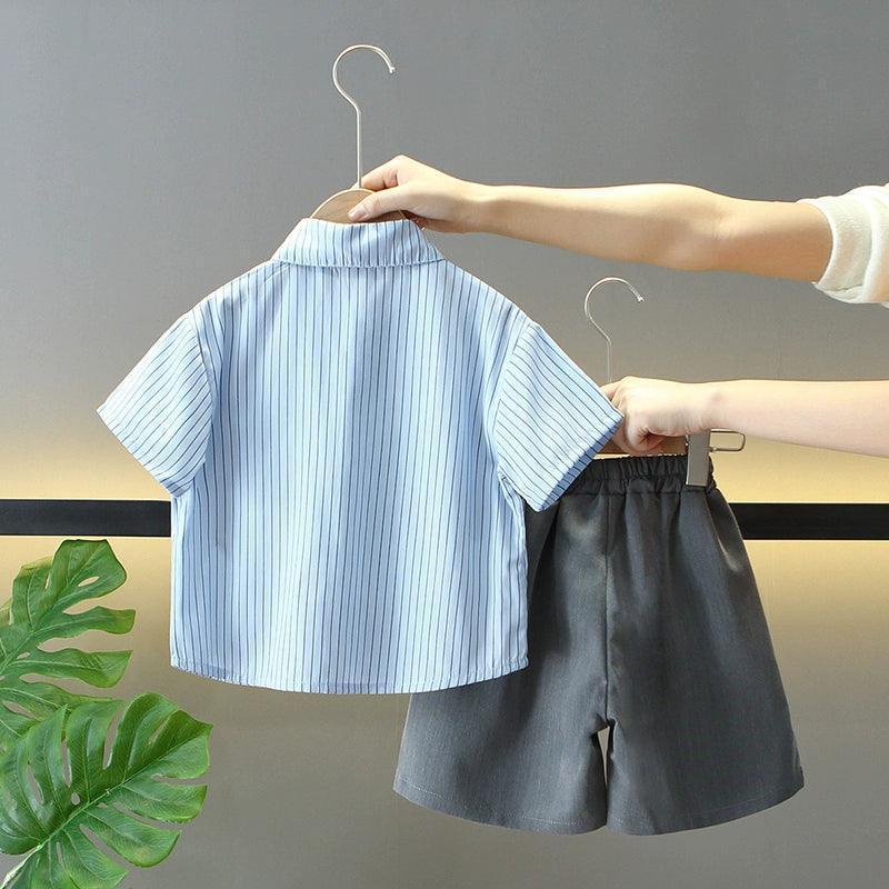 Boys' College Style Striped Shirt Suit - ClubOn