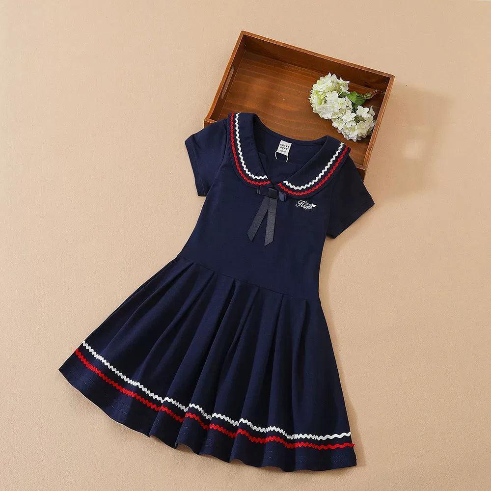 Girls’ School Uniform Dress – Turn-Down Collar Style (Ages 5-12) - ClubOn