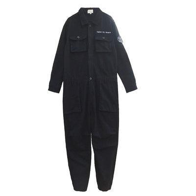 Stubborn Rabbit Retro Jumpsuit – Multi-Pocket Loose Workwear Bib Trousers - ClubOn