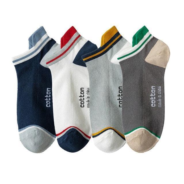 4 Pairs Cotton Men’s Short Socks – Fashionable, Breathable Ankle Socks - ClubOn