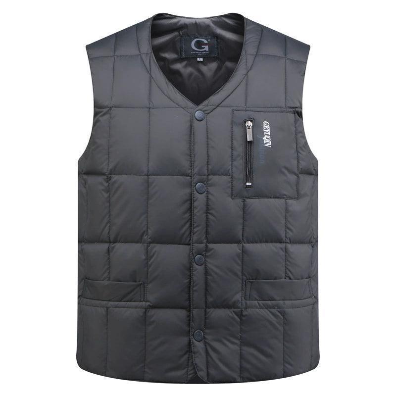 Men’s White Duck Down Jacket Vest – Warm Sleeveless Winter Coat - ClubOn