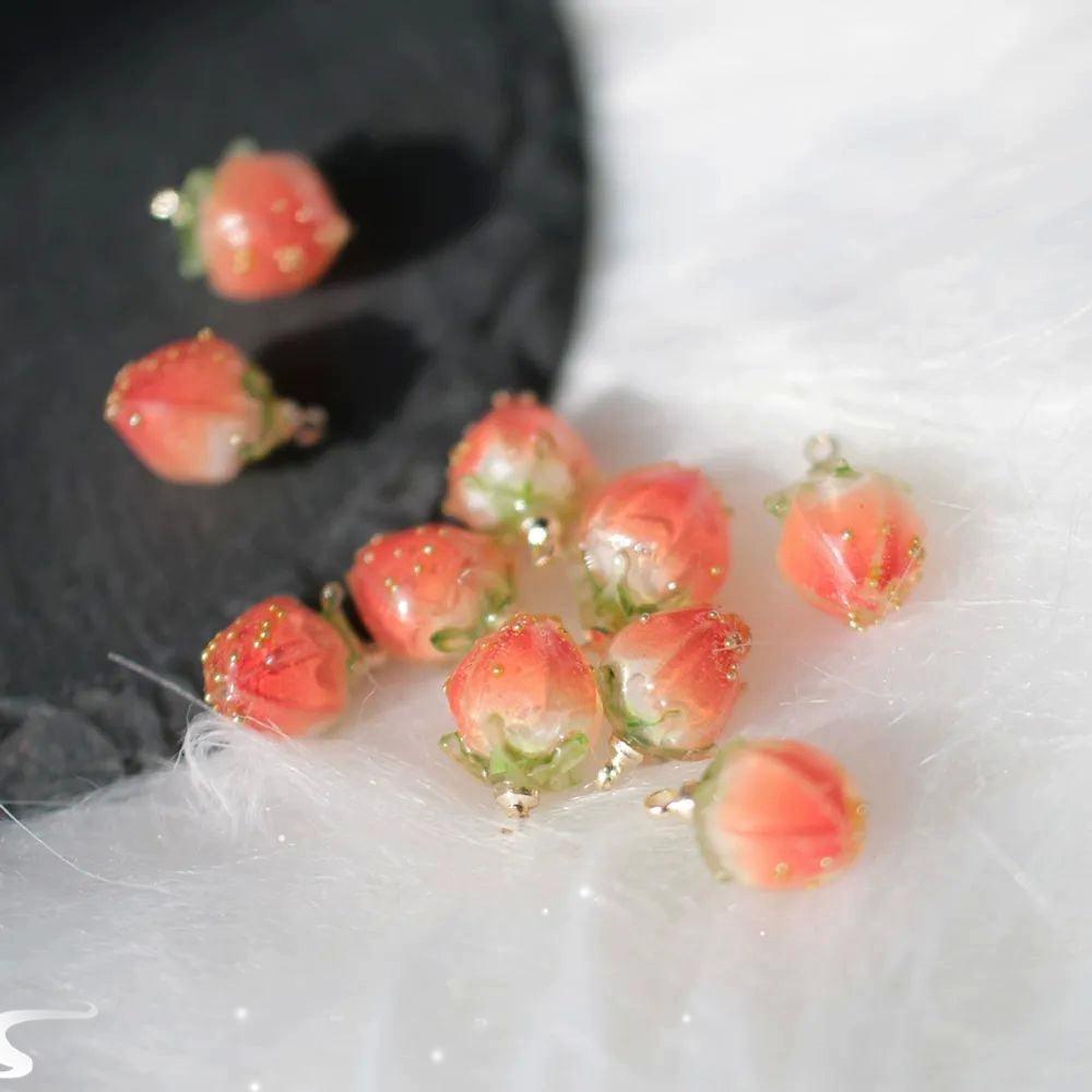 2Pcs Sweet Resin Strawberry Pendants – DIY Handmade Accessories - ClubOn