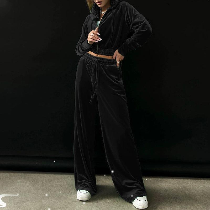 Women’s Velvet Hoodie & Casual Pants Set - ClubOn