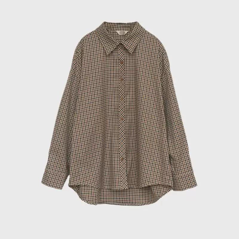 Plaid Shirts Women – Retro Turn-Down Collar Blouses, All-Match Style - ClubOn