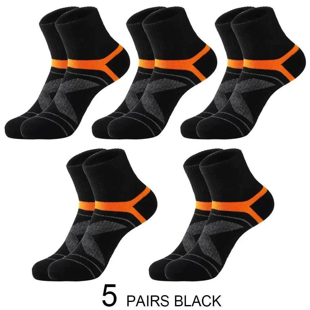 Men's Black Sports Socks (Casual, Running, Autumn, 5 Pairs) - ClubOn