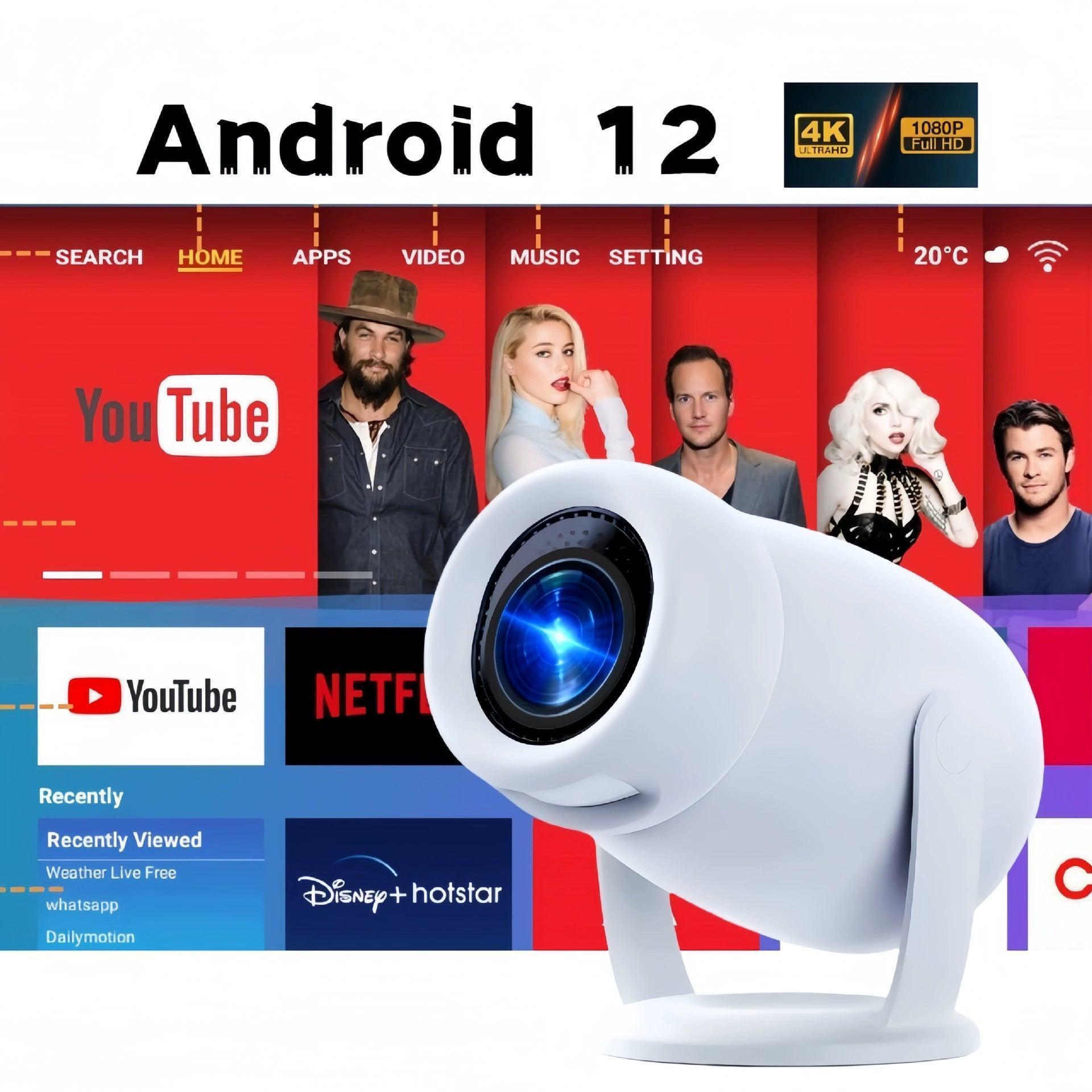 Projector Android 12 Dual WiFi Home Cinema Outdoor Mini Projector - ClubOn
