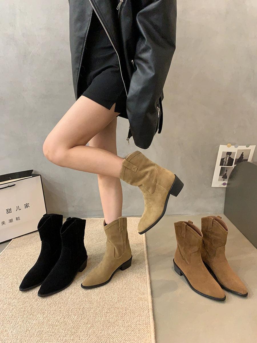 Retro Brown Cowhide Cowboy Boots for Women – 2024 Collection - ClubOn