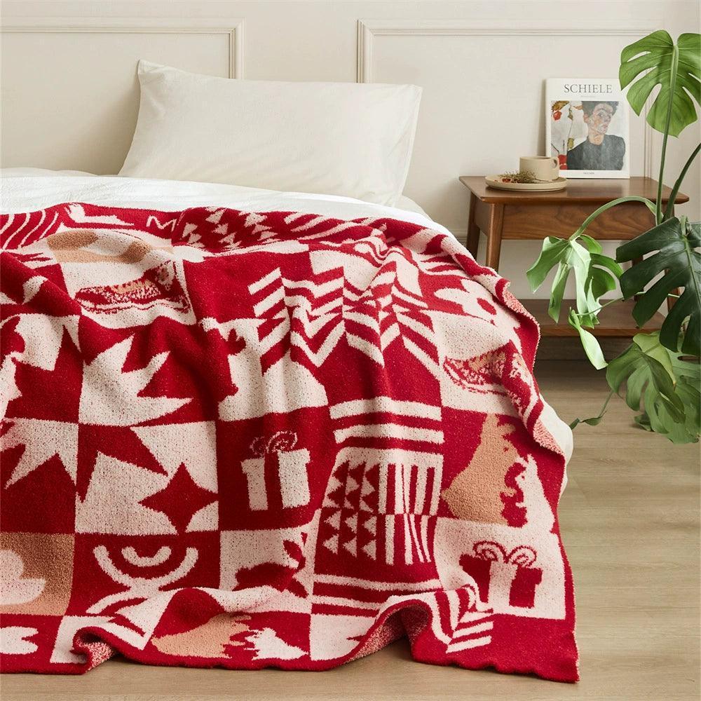 New Year Zodiac Rabbit Blanket – Warm Knitted Velvet Sofa Throw - ClubOn