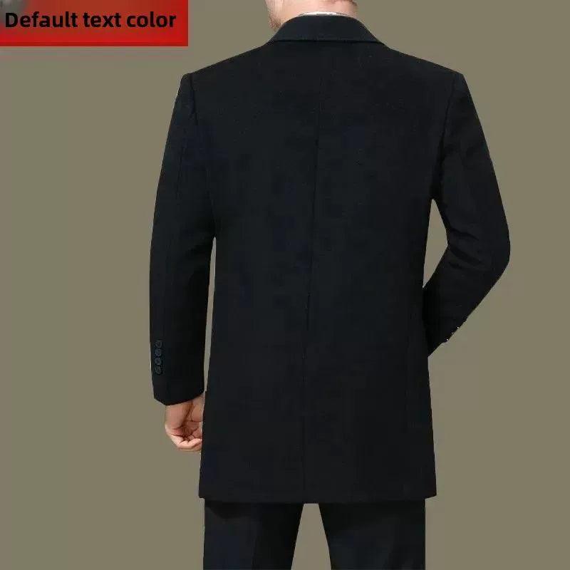 Men's Medium-Length Woolen Overcoat Casual Business Suit Coat - ClubOn