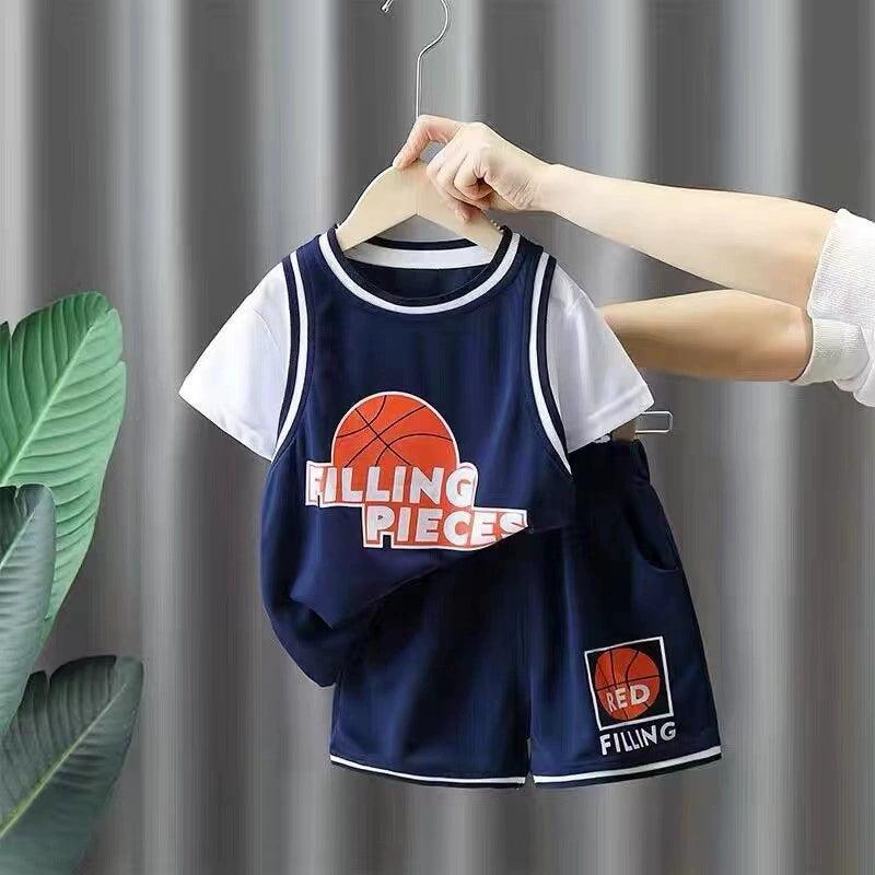 Boys' Trendy Summer Basketball Suit – Short-Sleeved Set - ClubOn