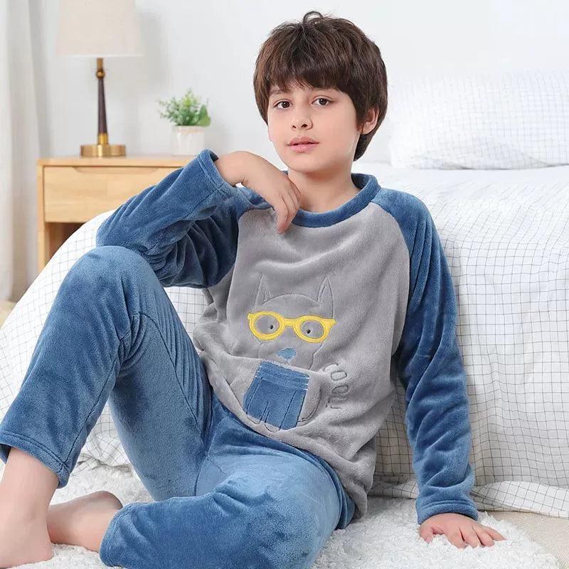 Fleece Pajamas for Boys – Flannel Warm Pyjamas with Car Design - ClubOn