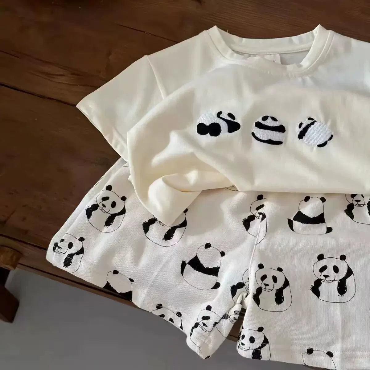 Children's Panda Summer Set – Boys & Girls Short-Sleeve - ClubOn
