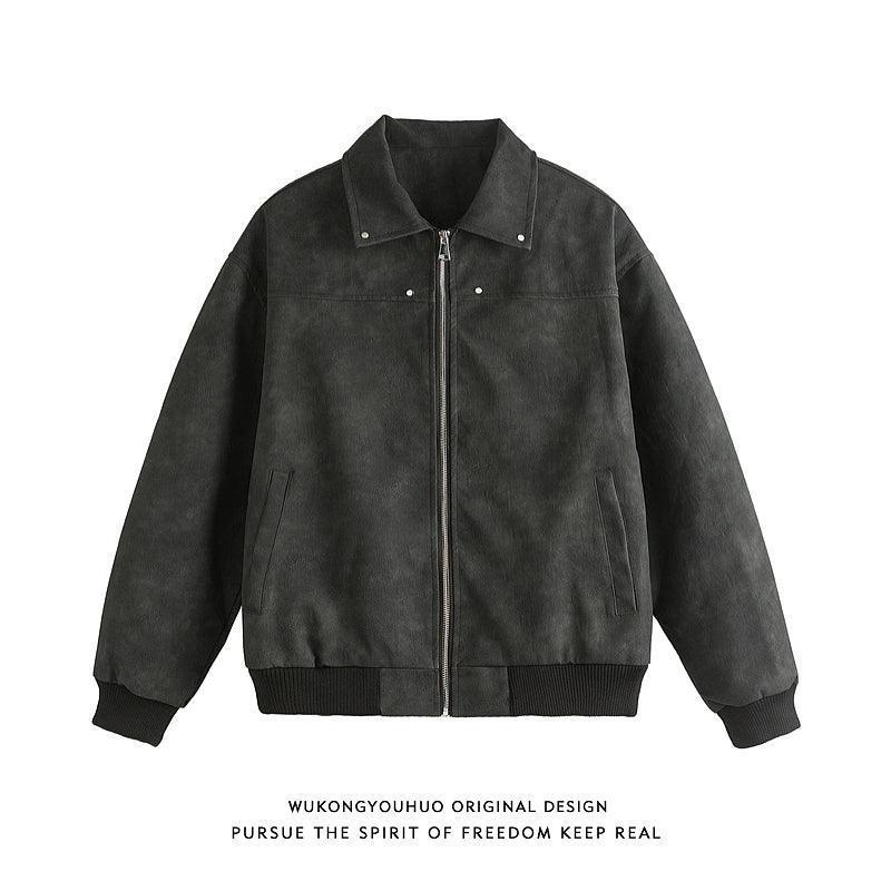 Wukong Maillard Brown Leather Jacket – Men's Retro High Street Trendy Jacket - ClubOn